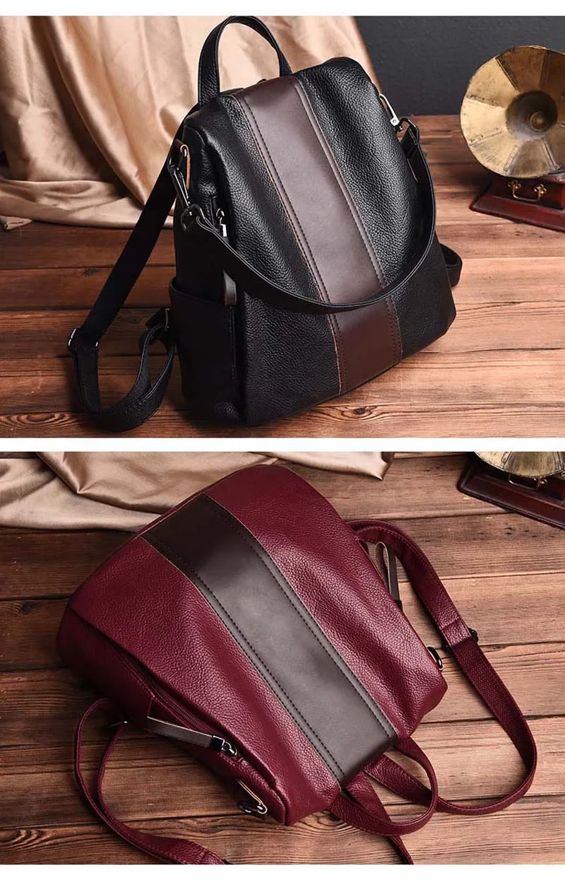 Бренд пояса из натуральной кожи рюкзак для женщин практические повседневное сумка Мода для девочек подростков школьные рюкзаки красный