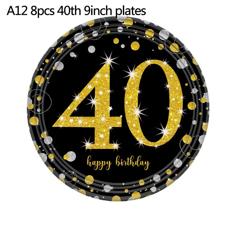 18/21/30/40/50/60th Happy Birhtday Party Tableware Sets Latex Air Confetti Balloon Plates Cups Napkin Tablecloth Supplies Decor - Цвет: A12 9inch plates