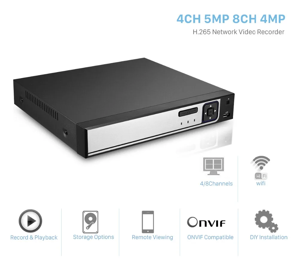 Сетевой видеорегистратор BESDER 4CH/8CH H.265 CCTV NVR 48V PoE 4 канальный * 5MP/8 4MP сетевой P2P ONVIF 2