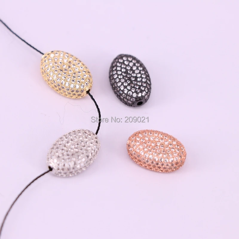 10 шт. 10*15 мм Micro Pave Циркон Овальный Spacer Бусины Fit Браслет Цепочки и ожерелья Jewelry Интимные аксессуары