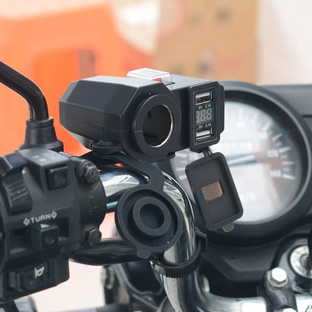Мотоцикл изменение автомобильное зарядное устройство Dual Usb зарядное устройство для навигации 12 в водонепроницаемый прикуриватель напряжение дисплей