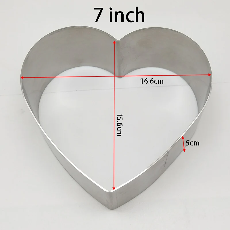 7inch Сердце sharp торт формы из нержавеющей стали мусс кольцо 5/6/7/8/9 inch торта круг Тирамису Противень DIY на вечерние - Цвет: 7inch
