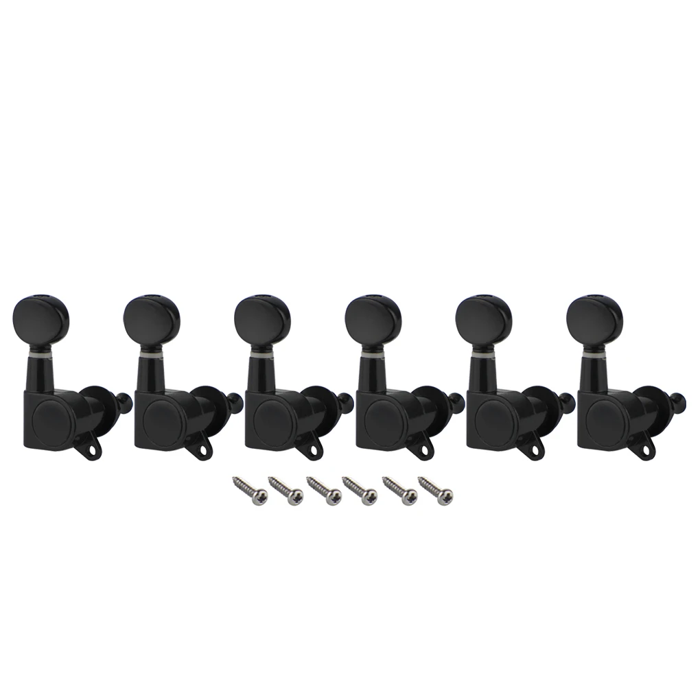 

FLEOR 6pcs Black Full Closed Guitar Strings Tuning Keys Pegs Machine Head Tuners 6R 6-in-line for Right Handed Guitar
