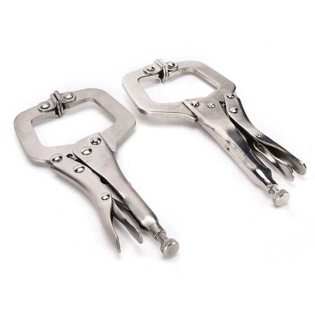 

Carbon Steel C-type Flat Locking Grip Vise Pliers Welding Quick Fixing Locking C Clamp Pliers Round Wood Tenon Locator Woodwork