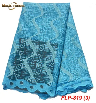 

French Laces Fabrics High Quality Tulle French Grey Gold Powder Blue Latest High Quality African Tulle Lace Fabric FLP-819