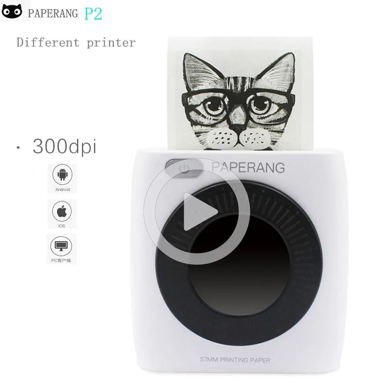 Карманный мини принтер PAPERANG P2 портативный с Bluetooth фото телефона 300id HD