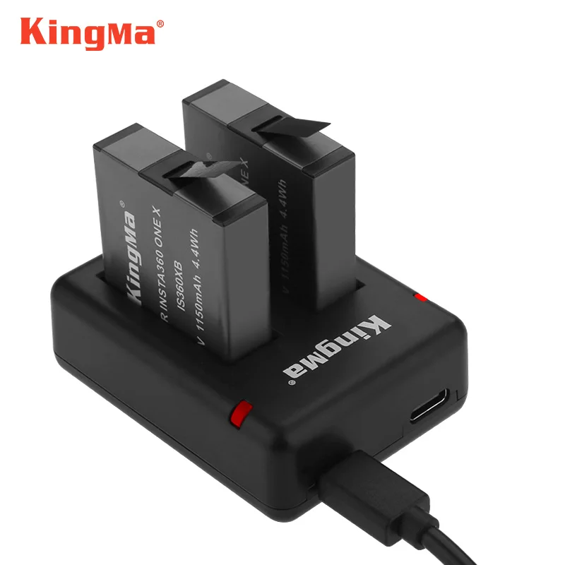 

Original Kingma 1150mah 2pcs battery Rechargeable lithium batteries+Dual Charger For Insta360 ONE X Insta360 X Camera Accessory