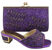 Purple GF31 High Quality Excellent Style African shoes and bag high heel for wedding and party