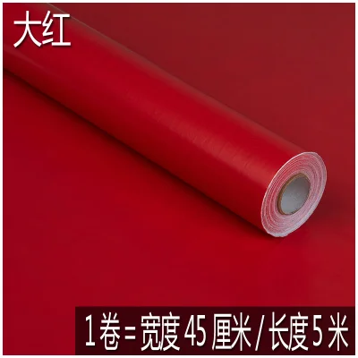 big red 100 м* 45 см самоклеющиеся обои Гостиная Спальня водонепроницаемый настенный Декор Детский сад настенная бумага для мебели ремонт сплошной - Цвет: big red