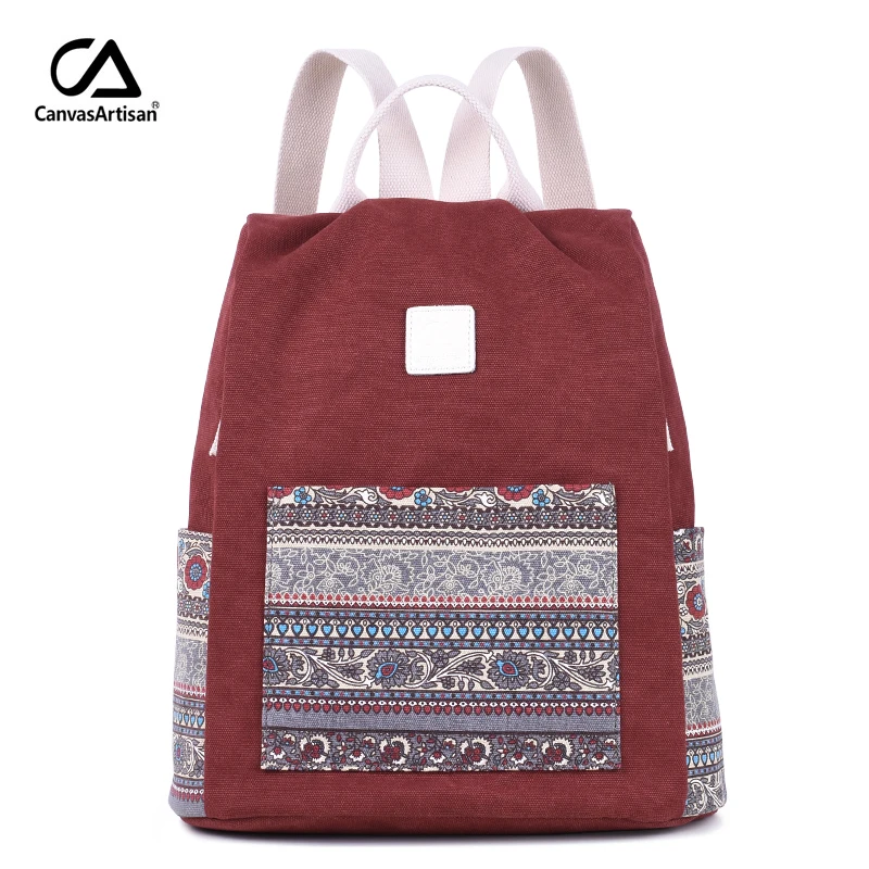 

Fashion Women's Canvas Backpack Retro Style Floral School Bookbag Travel Small Backpacks Female Casual Daypack Bags for Girl