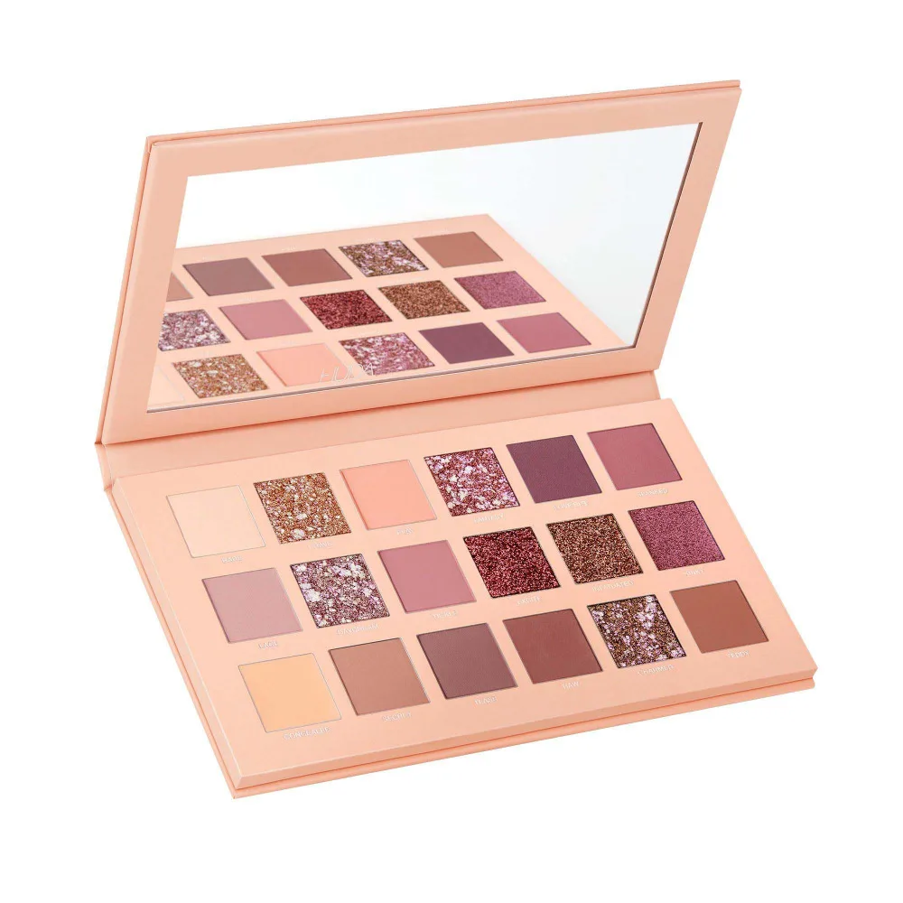 Huda beauty, новинка, Обнаженная палитра теней для век с розами, 18 цветов, европейская коробка для макияжа, Sombra Maquillaje, палитра теней для век, матовое мерцание