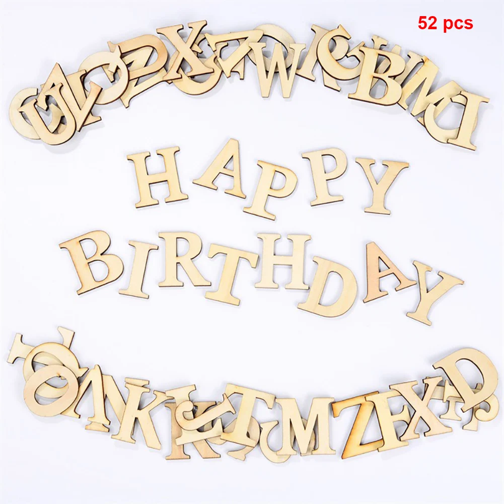 52Pcs/Set Arts Crafts Patchwork Home Party Educational Scrapbooking DIY Wooden Letters Decoration Handmade Numbers Word Alphabet