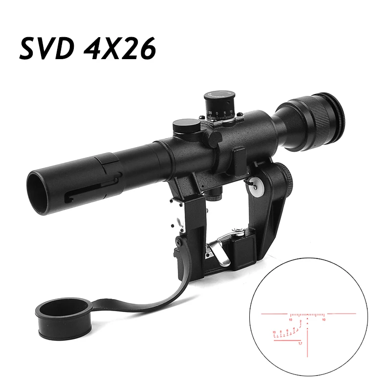 

Tactical Hunting SVD Dragunov Optics 4x26 Red Illuminated Rifle Scope Airsoft Red Dot Sight Sniper Gear
