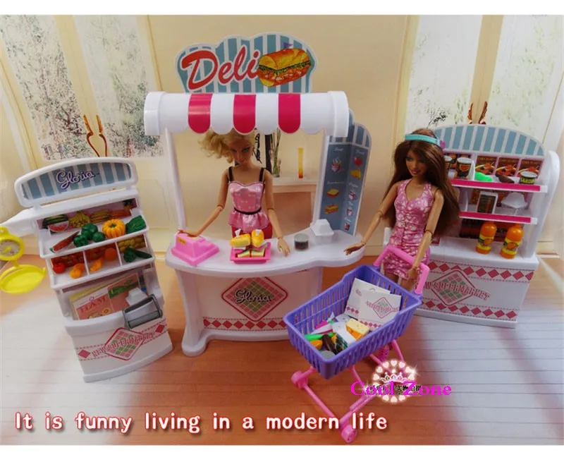 Миниатюрная мебель забавные супермаркет для куклы Барби дома претендует игрушки для девочки бесплатная доставка