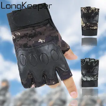 

2019 New Tactical Gloves Men Women PU leather Half finger Gloves Cool Camo Mittens Sports Fitness Military Luvas High Quality