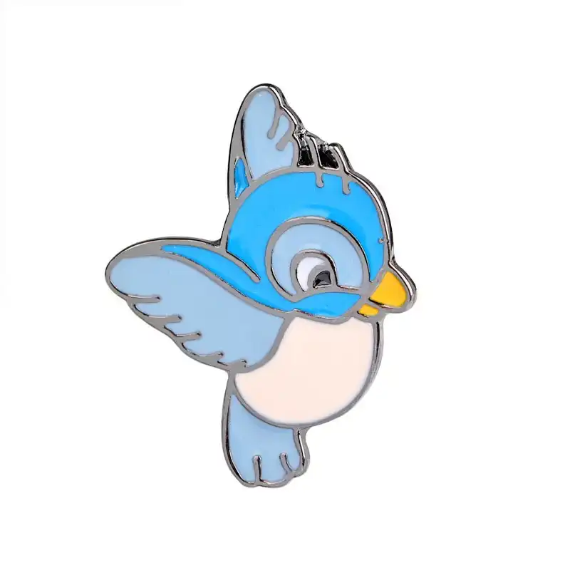 Kartun Biru Burung Bros Lucu Enamel Tiga Burung Hewan Pin Tombol