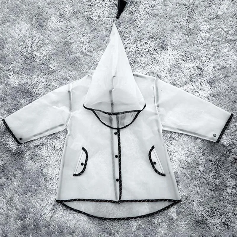 

Outdoor Childrens Waterproof Raincoat Light Weight Transparent Rain Coat Poncho Hooded Raincoat