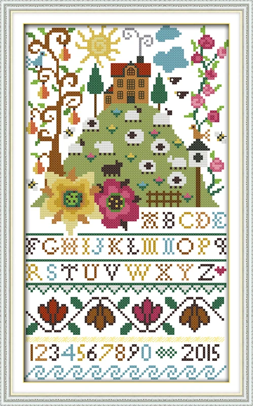 S-TROUBLE 1Set Cross Stitch Kit Owl Dream Catcher Counted 14CT Printed Handmade Needlework DIY Art Craft Supplies Stitch Embroidery Decoration