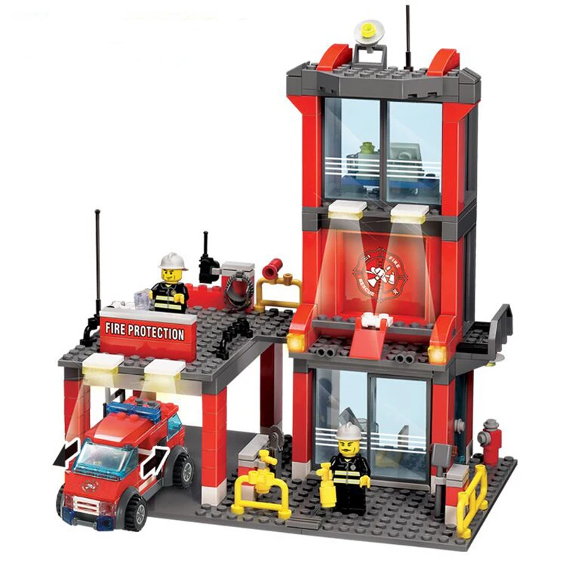 

300 pcs/ Set Kazi 8052 Fire Station Building Bricks Blocks DIY Educational Toys Compatible LegoINGly City Rescue Firefighter