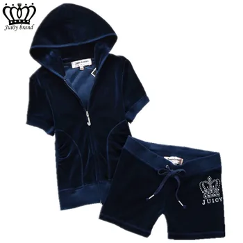 

Summer Women's Brand Tracksuit Velvet Fabric Sportswear Hoodies Tops and Short Pants Set S-XL