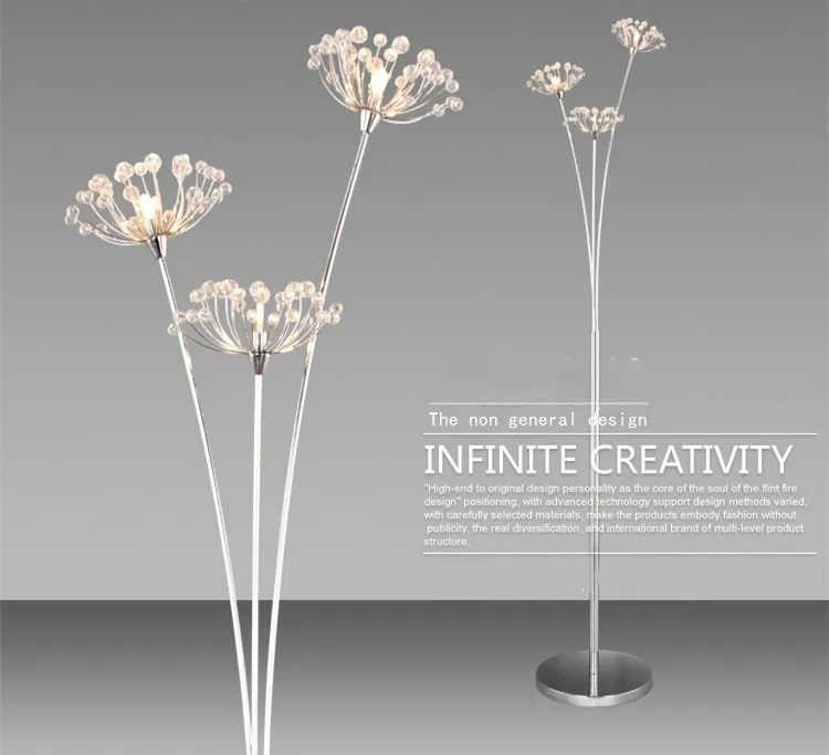 Современный торшер с кристаллами для гостиной цветок декоративный светодиодный стальной стоячие лампы классическая спальня свет от итальянского дизайнера