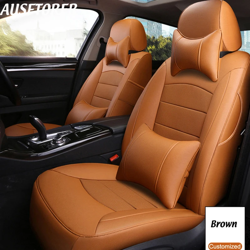 AUSFTORER Cowhide Automobiles Leather Seat Cover for Mitsubishi