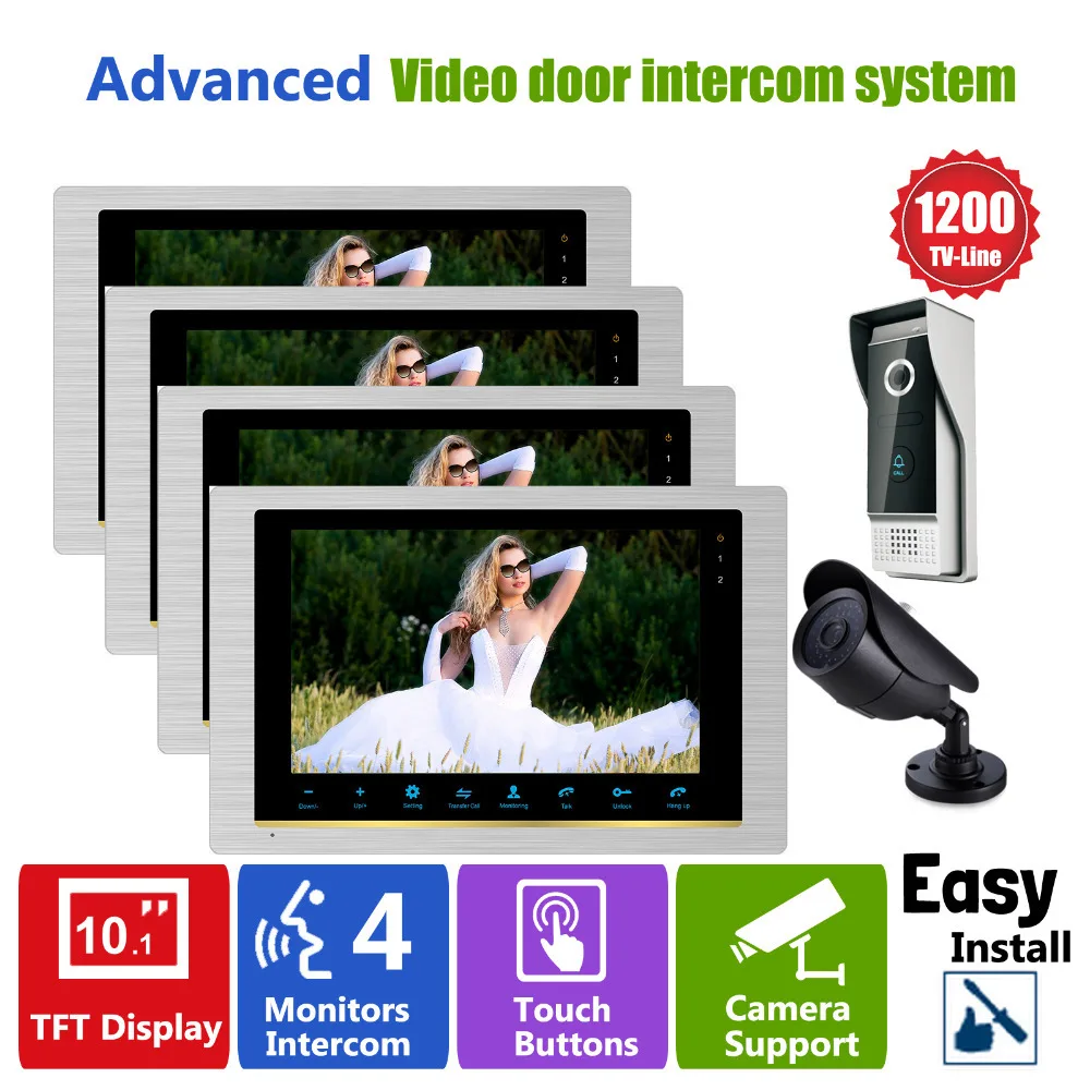 Homefong 10 Inch TFT LCD Color Video Door Phone  Doorbell CCTV Security Camera HD 1200TVL Video Intercom System Wholesale