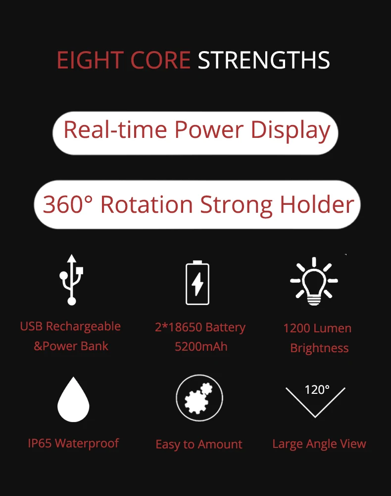 Top 2019 new bike light USB Rechargeable bicycle lights front rear 1200 Lumen Wide Angle View headlight 18650 LED light set 0