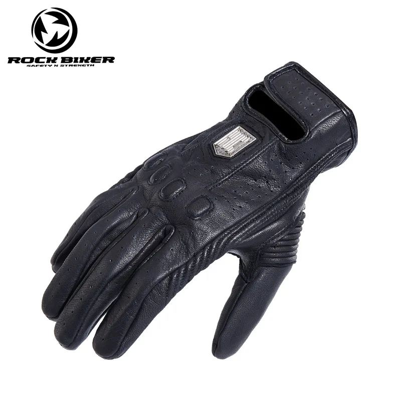 Рок Байкер Винтаж сенсорный экран мотоциклетные кожаные перчатки ретро мужские короткие внедорожные альпийские мото-перчатки сезоны moto siklet eldiven