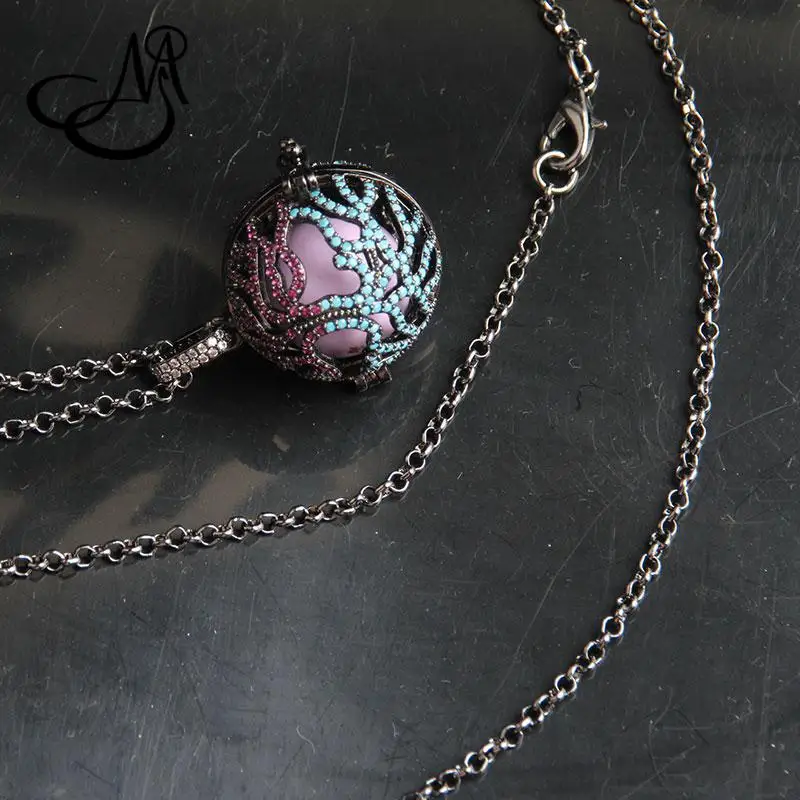 

Mixed Tree Of Life Cage Necklace Cubic Zirconia Family Tree Floating Pendant Necklace Diffuser Harmony Ball Pregnancy Necklaces
