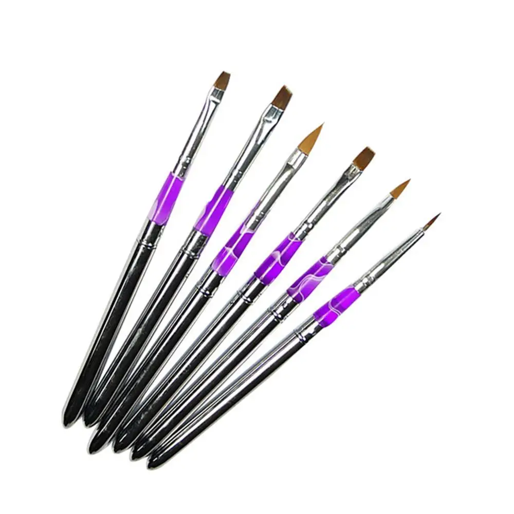 Biutee 6 шт. набор кистей для рисования ногтей УФ-гелевая ручка со съемным колпачком плоская головка инструменты для дизайна ногтей