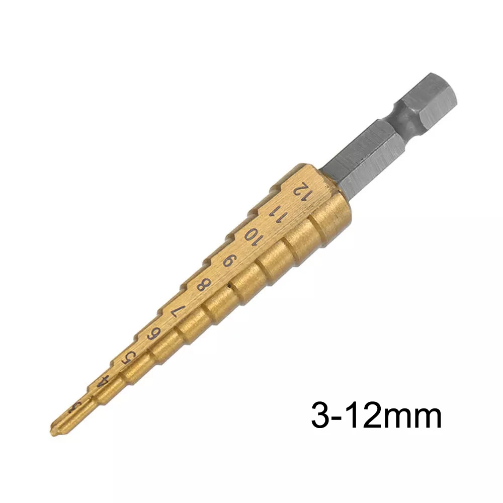 ALLSOME 3-12 мм 4-12/20/32 мм Шаг сверло Спираль Флейта HSS сталь конус с титановым покрытием мини сверло Набор инструментов дыропробивной пресс - Цвет: 3 to 12mm