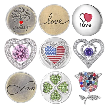 

10pcs Mixed Heart Style Snap Jewelry CZ Stone 18mm Snap Charms fit Ginger 18mm 20mm Snap Jewelry Making