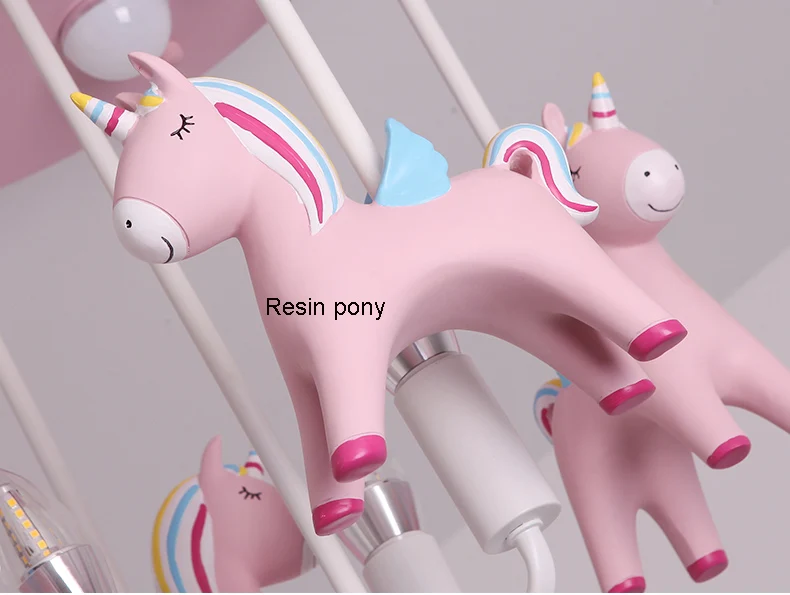 Kawaii Princess Pony розовый потолочный светильник merry-go-круглой формы светодиодный детский потолочный светильник для девочек, для спальни, украшения для школы