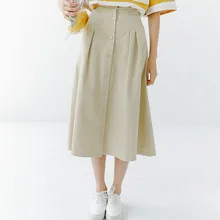 EXOTAO/женские длинные юбки; Повседневная Эластичная юбка миди с высокой талией; однобортная плиссированная юбка Faldas Mujer; однотонные женские юбки