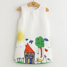 Keelorn/платье для девочек; Новинка года; европейский и американский дизайн; детское праздничное платье без рукавов с принтом; От 3 до 8 лет платье для девочек