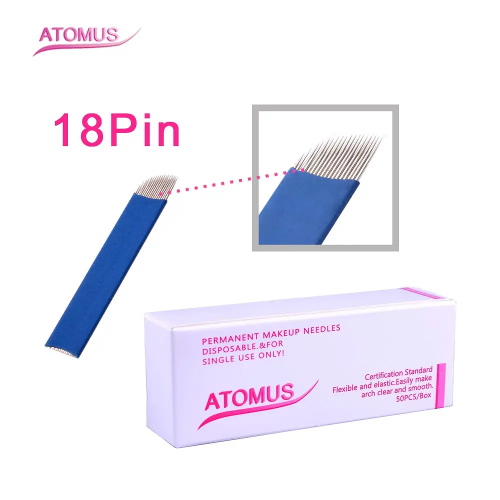 

50 pcs Lamina Tebori Microblading 18 Pins Permanent Makeup Eyebrow Blade 18 Flex Bevel Needles For Embroidery Manual Tattoo Pen