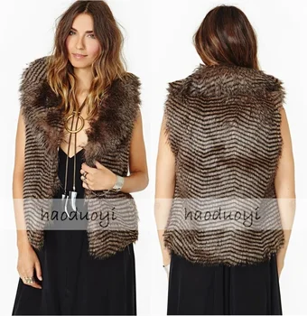 

T0295 Autumn&Winter Popular Fashion Ladies Clothing Wave Faux Fur Vest Coat Women WINTER COAT