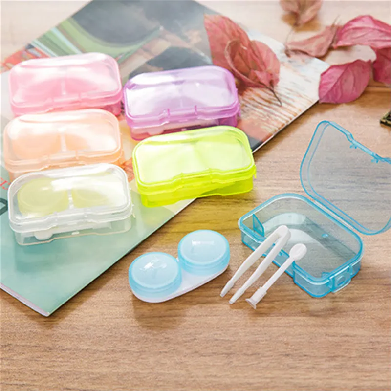 Color Mini portable Cosmetic contact lenses case contact lenses box