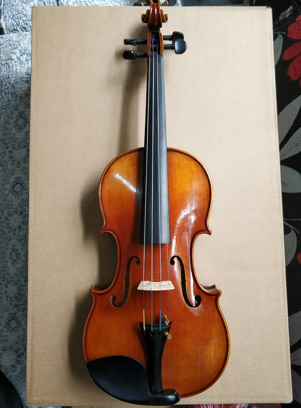 

Free Shipping FPVN04 Copy Stradivarius 1716 100% Handmade Oil Varnish Violin + Carbon Fiber Bow Foam Case