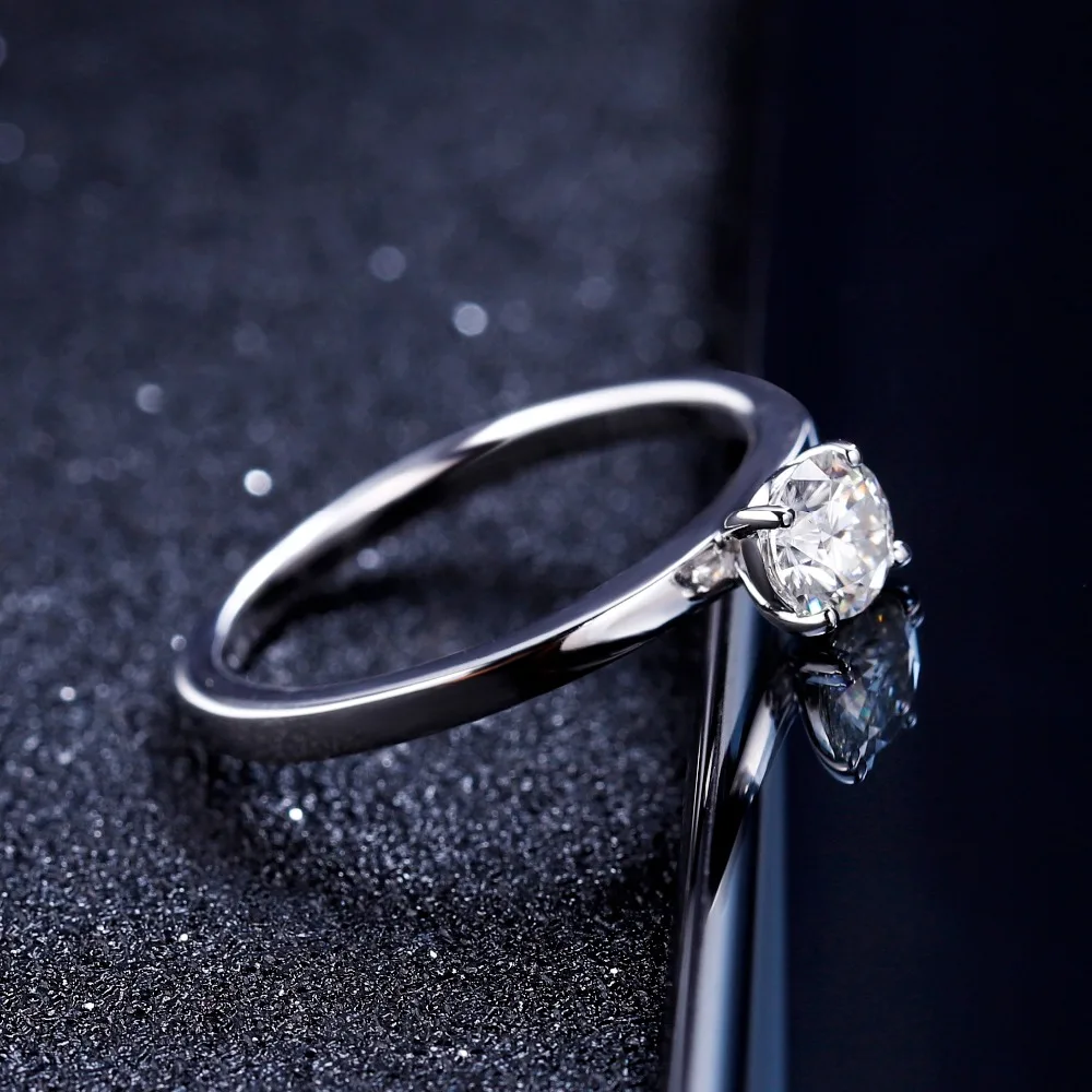 GEM'S балетные костюмы 10 к белое золото D Цвет VVS обещающее кольцо 5 мм 0.5Ct Круглый Муассанит классические обручальные кольца для женщин ювелирные украшения