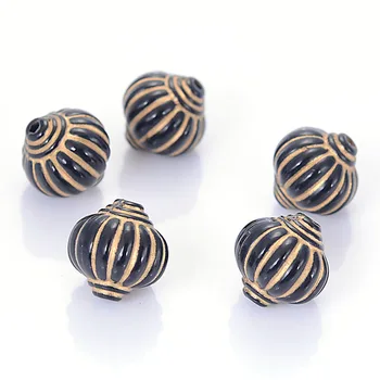 

Miasol 30 Pcs Plating Acrylic Stripe Round Lantern Antique Design Spacers Charms Beads For Diy Jewelry Making Accessories