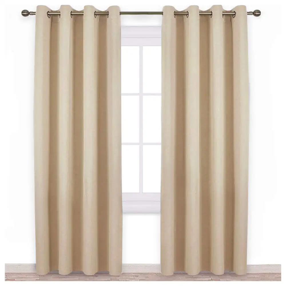 Solid Blackout Curtains for Living Room Bedroom Window Treatment Blinds Finished Drapes Modern Black Out Curtain