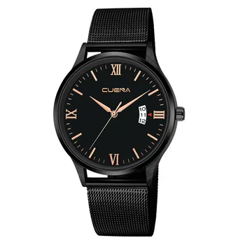 

Luxury Watches Quartz Watch Stainless Steel Dial Casual Bracele Watch Ultra Thin Simple Style Clock Wristwatch Black Calendar