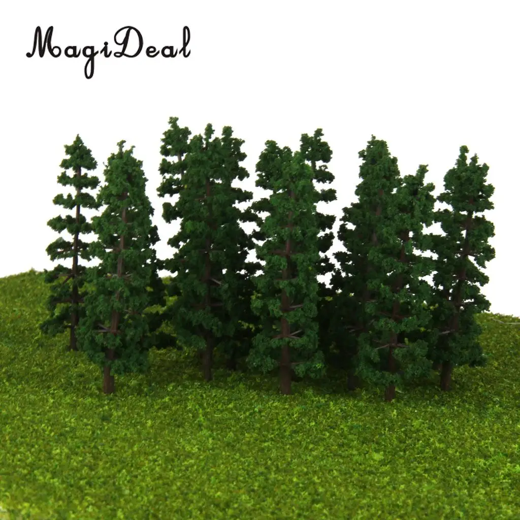 Pack of 20 Plastic 1:100 Scale Fir Tree Model Train Park Garden Yard Village Scenery Landscape HO Dark Green