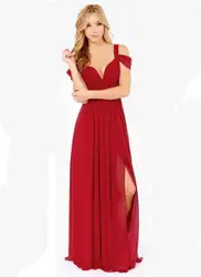 Темно-синие красные дешевые 2018 от плеча возлюбленной шифон женские длинные платья для выпускного вечера торжественные платья невесты vestido