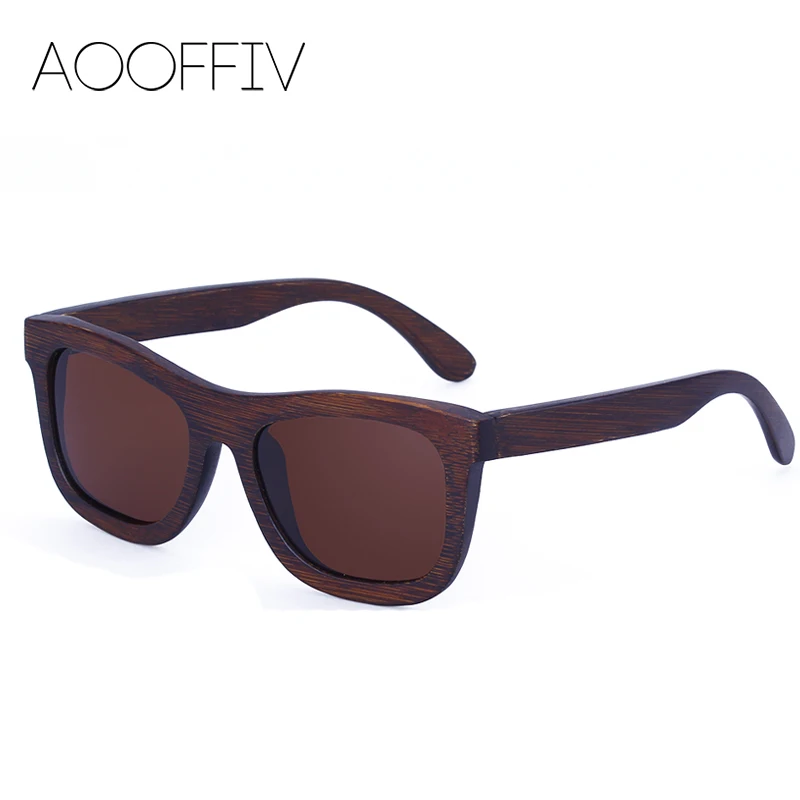 AOOFFIV Wood Sunglasses Women Polarized Lens Sun Glasses Bamboo Frame Eyewear 2017 New Designer Shades UV400