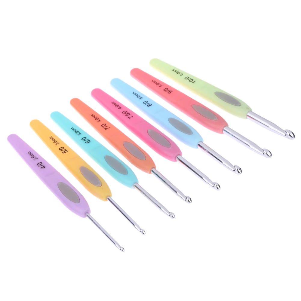 

8Pcs/set Crochet Hooks Set Colorful Plastic Handle Aluminum Crochet Hook Knitting Needles Set Sewing Needles E5M1