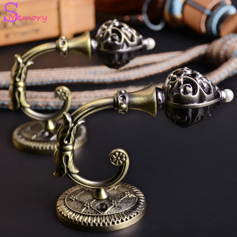 

Vintage Hollow Rhinestone Metal Alloy Curtain Tie Back Tieback Holders Wall Hooks Hanger Home Decor