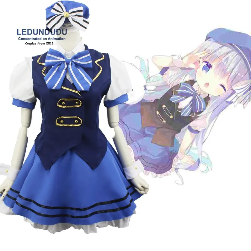 Gochuumon waうさぎdesukaコスプレ衣装カフウチノロリータ船乗りスーツはうさぎのオーダーですカワイイバニー制服フルセット